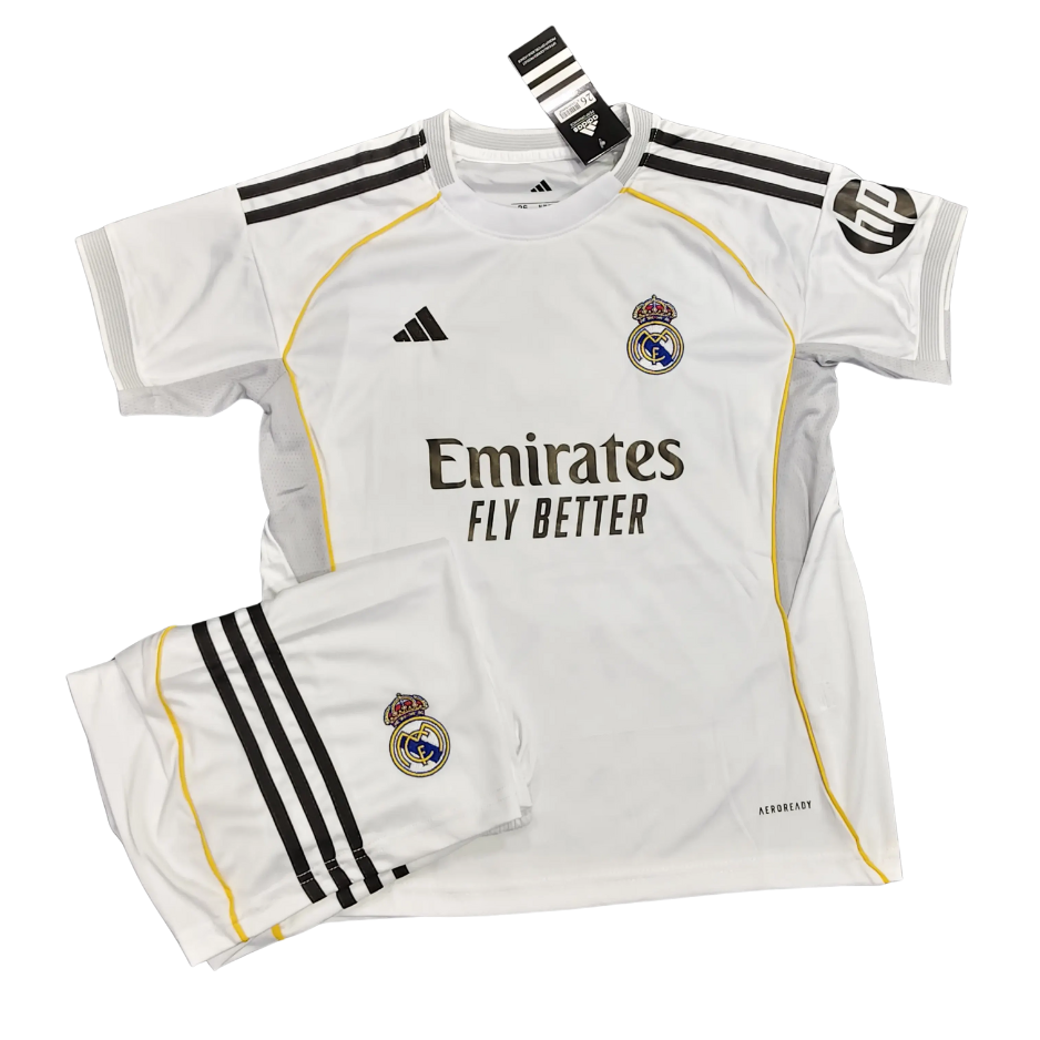 Real Madrid Home 2025/26 Official Premium Kids Kit – Custom Name & Number Edition